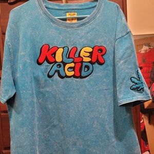 Killer Acid Blue Mineral Wash T-Shirt Size XL